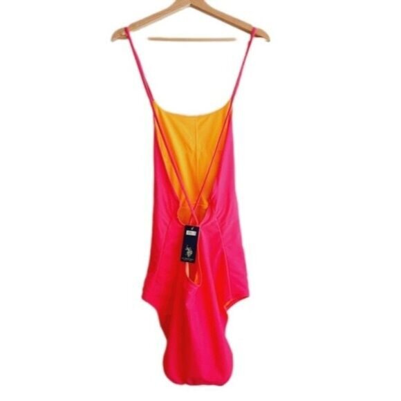 U.S. POLO Assn. - NEW One Piece Swimsuit Pink & Orange Sz XL - Picture 7 of 12